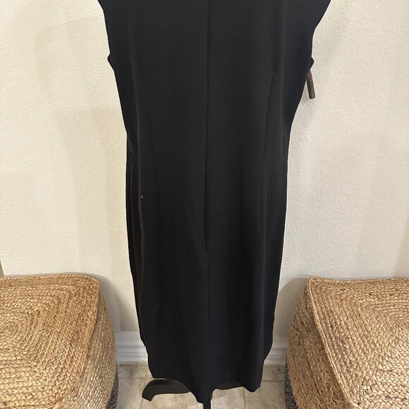 AA Studio Black Sleeveless Shift Dress with Statement Bow – Size 14 - Picture 2 of 3